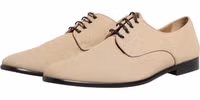 Beige Canvas Derby Lace Up Dress Men Shoes 3