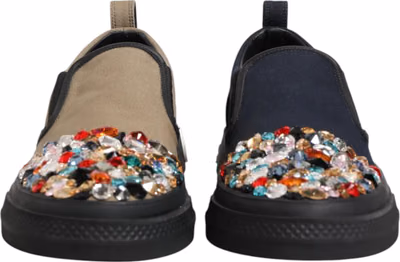 Blue Canvas Embellished Slip On Men Sneakers Shoes
