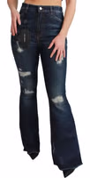 Blue Cotton Flared Jeans 1