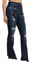 Blue Cotton Flared Jeans 2
