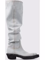 Blue Denim And Rubber Ankle Boots 1