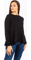 Black Viscose Long Sleeve T-Shirt 1