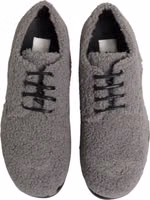 Gray Fleece Lace Up Men Derby Dress Shoes 2