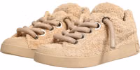 Shoes Beige Faux Shearling Low Top Sneakers 3
