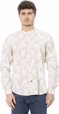 Beige Cotton Long Sleeve T-Shirt