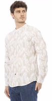Beige Cotton Long Sleeve T-Shirt 2