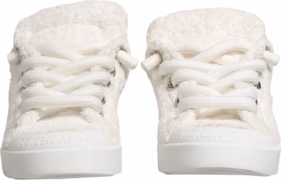 White Faux Shearling Low Top Sneakers  Shoes