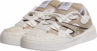 White Beige Faux Shearling Low Top Sneakers Shoes 3