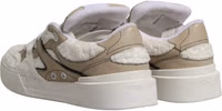 White Beige Faux Shearling Low Top Sneakers Shoes 4