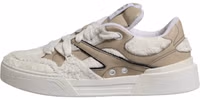 White Beige Faux Shearling Low Top Sneakers Shoes 5