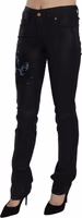 Black Swan Floral Embroidered Mid Waist Skinny Denim Jeans 3