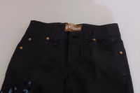 Black Swan Floral Embroidered Mid Waist Skinny Denim Jeans 5
