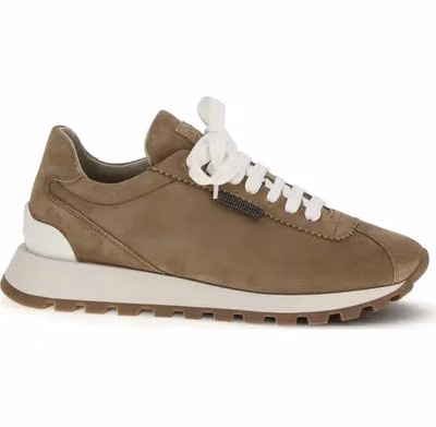 Beige Calf Leather Bos Taurus Platform Sneakers