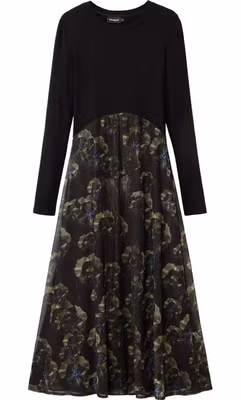 Black Polyester Casual Dress