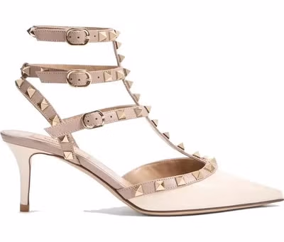 Beige Calfskin High Heel Pumps