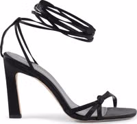 Black Satin Strap-On Sandals 1