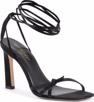 Black Satin Strap-On Sandals 2