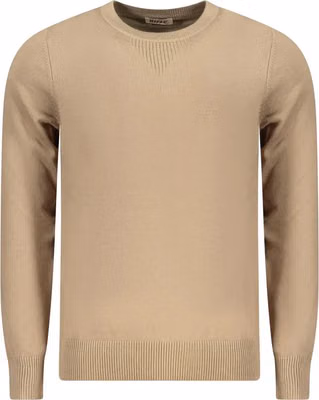Beige Viscose Men Sweater