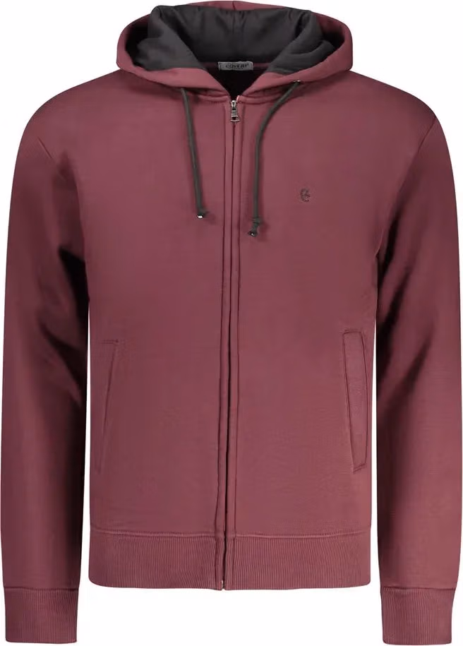 Red Cotton Men's Hooded Sweatshirt