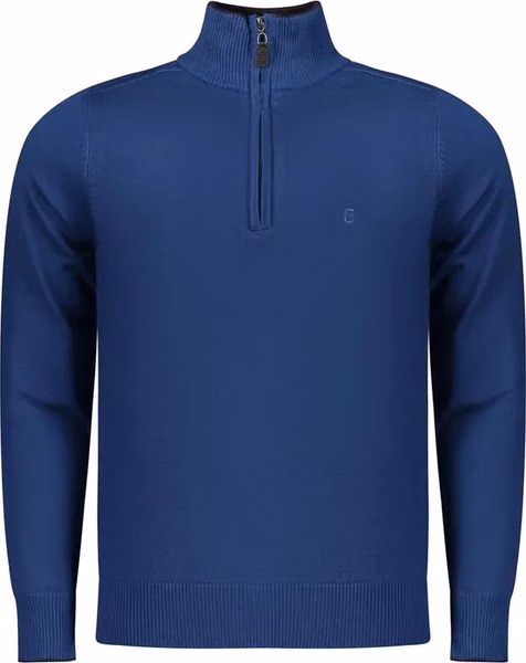 Blue Viscose Men Sweater