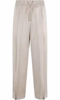 Beige Acetate Casual Pants 1