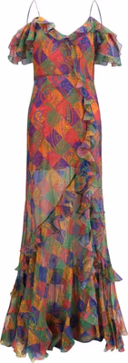 Multicolor Silk Casual Dress