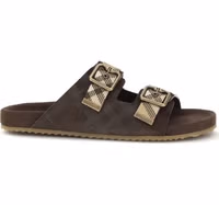 Brown Calf Leather Bos Taurus Flat Sandals 1