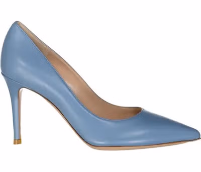 Blue Leather High Heel Pumps