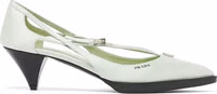 Bicolor Silk Mid Heel Pumps 1