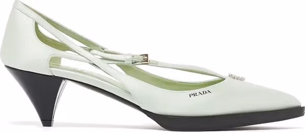 Bicolor Silk Mid Heel Pumps