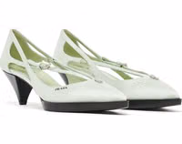 Bicolor Silk Mid Heel Pumps 2