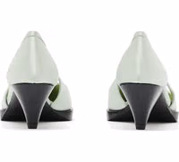 Bicolor Silk Mid Heel Pumps 3