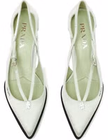 Bicolor Silk Mid Heel Pumps 4