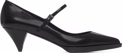 Black Calfskin Mid Heel Pumps