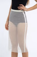 White Polyester Midi Skirt 2