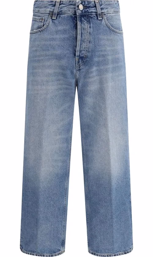 Blue Cotton Boyfriend Jeans
