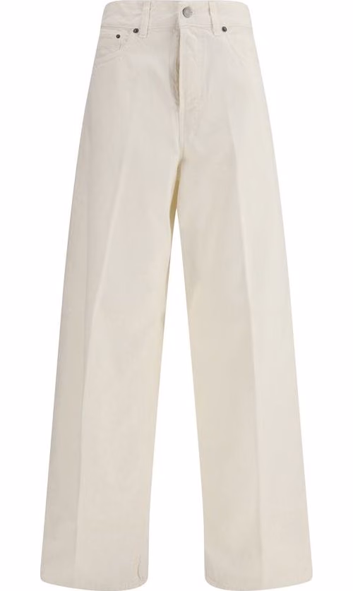 White Cotton Straight-Leg Jeans