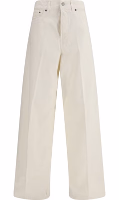 White Cotton Straight-Leg Jeans