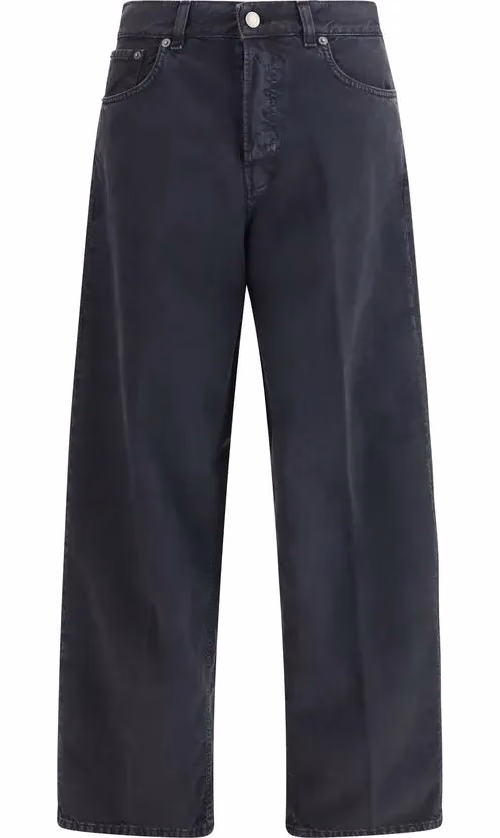 Black Cotton Straight-Leg Jeans