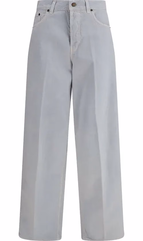 Blue Cotton Straight-Leg Jeans