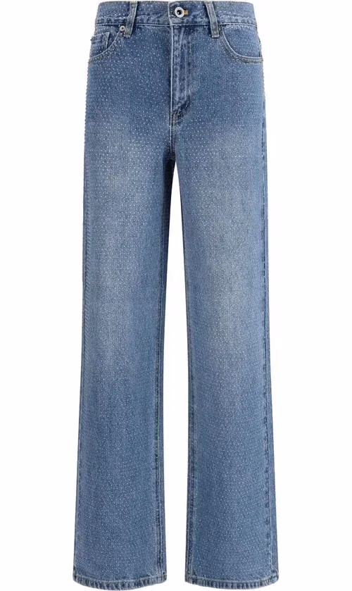 Blue Cotton Straight-Leg Jeans