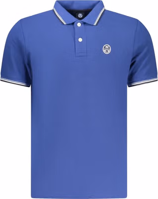 Blue Cotton Men Polo Shirt