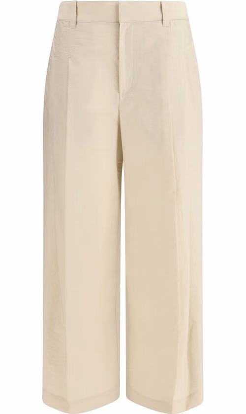 Beige Cotton Casual Pants