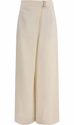 Beige Viscose Casual Pants