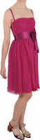 Fuchsia Pink Bow Silk Sleeveless Dress 1
