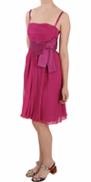 Fuchsia Pink Bow Silk Sleeveless Dress 2