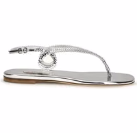 Silver Calf Leather Bos Taurus Flat Sandals 1