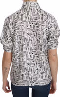 White Musical Instrument Collared Blouse  Shirt 2