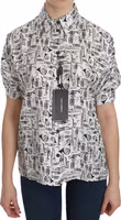 White Musical Instrument Collared Blouse  Shirt 3