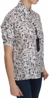 White Musical Instrument Collared Blouse  Shirt 4